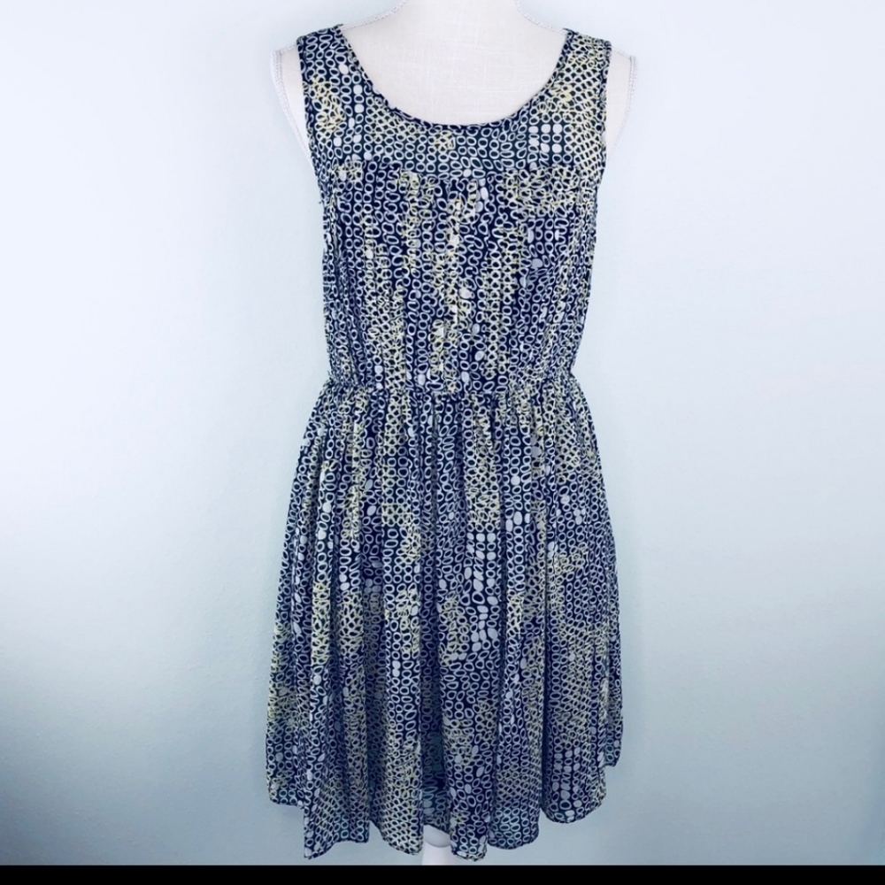 Gabby Skye Yellow, Blue & White Abstract Dress Sz16